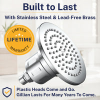 Built to Last Gillian — The METAL Filtered Shower Head Chrome / 2.5 GPM Chrome / 1.75 GPM - The Shower Head Store