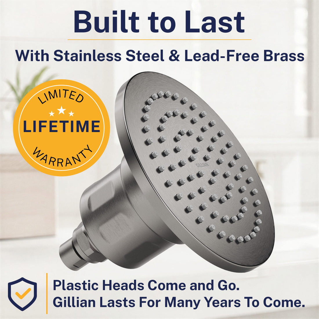 Built to Last Gillian — The METAL Filtered Shower Head HammerHead Gray / 2.5 GPM HammerHead Gray / 1.75 GPM - The Shower Head Store