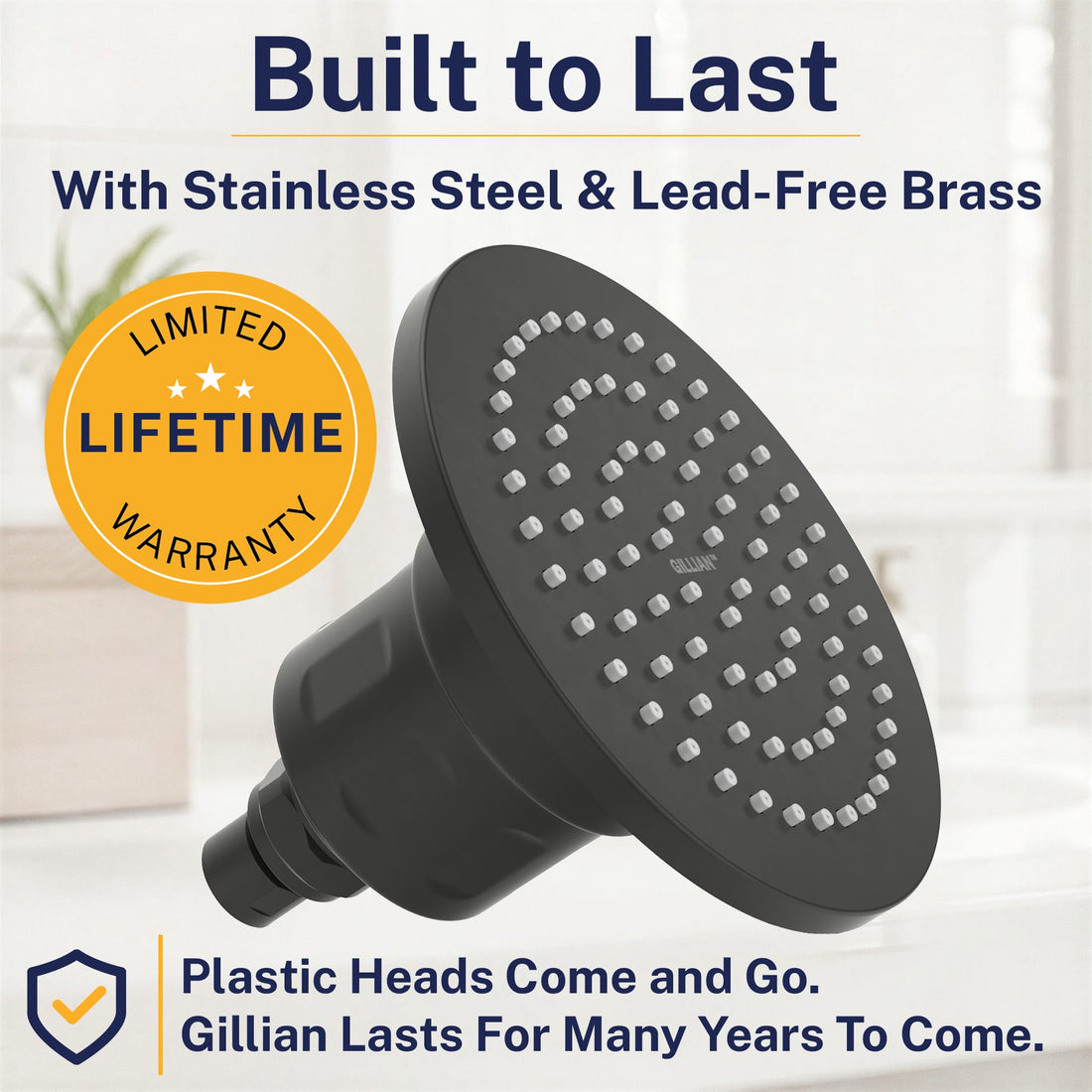 Built to last Gillian — The METAL Filtered Shower Head Matte Black / 2.5 GPM Matte Black / 1.75 GPM - The Shower Head Store