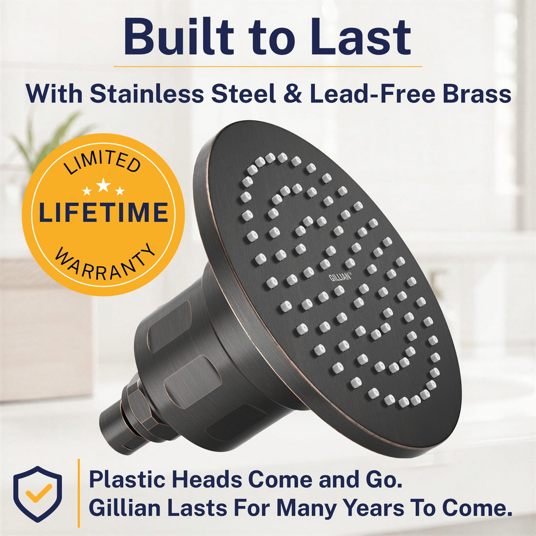 Built to Last Gillian — The METAL Filtered Shower Head Oil Rubbed Bronze / 2.5 GPM Oil Rubbed Bronze / 1.75 GPM - The Shower Head Store