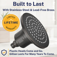 Built to Last Gillian — The METAL Filtered Shower Head Oil Rubbed Bronze / 2.5 GPM Oil Rubbed Bronze / 1.75 GPM - The Shower Head Store
