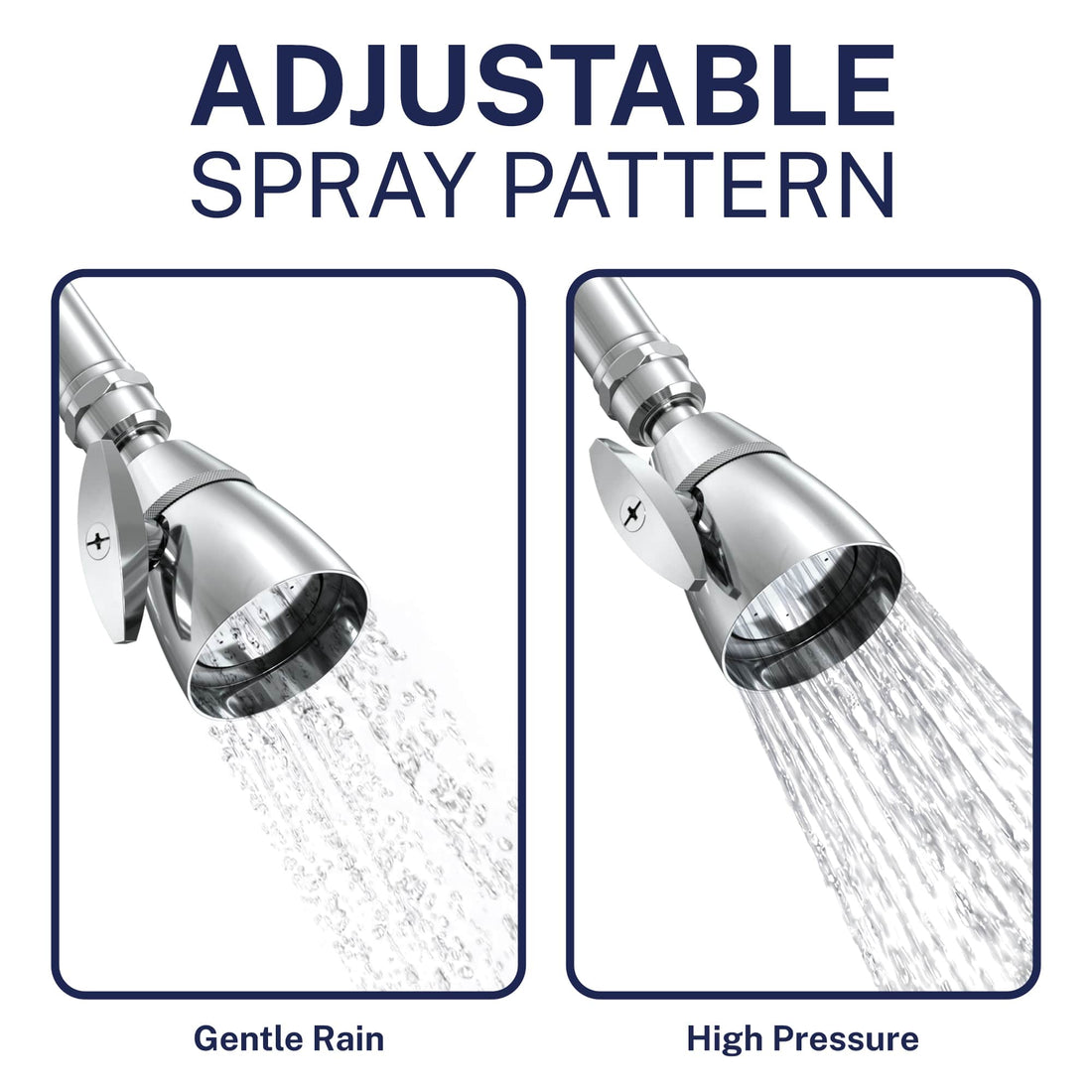 Adjustable Spray Pattern All Metal 2-Inch High Pressure Shower Head Set - Complete Shower System with Valve and Trim Chrome / 2.5 GPM Chrome / 1.75 GPM - The Shower Head Store