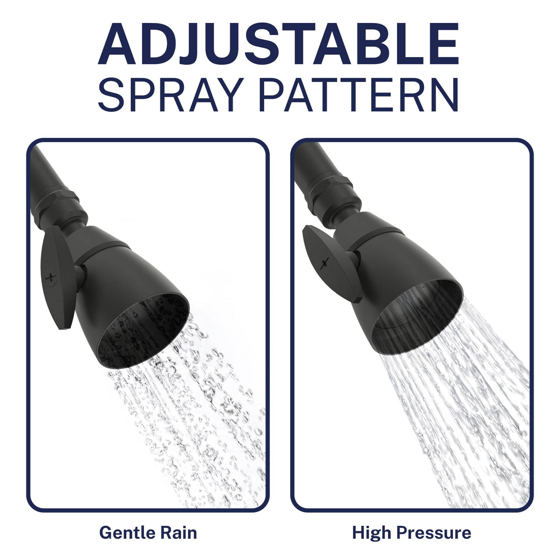 Spray Pattern All Metal 2-Inch Shower Head Set - Complete Shower System with Valve and Trim Matte Black / 2.5 GPM Matte Black / 1.75 GPM - The Shower Head Store