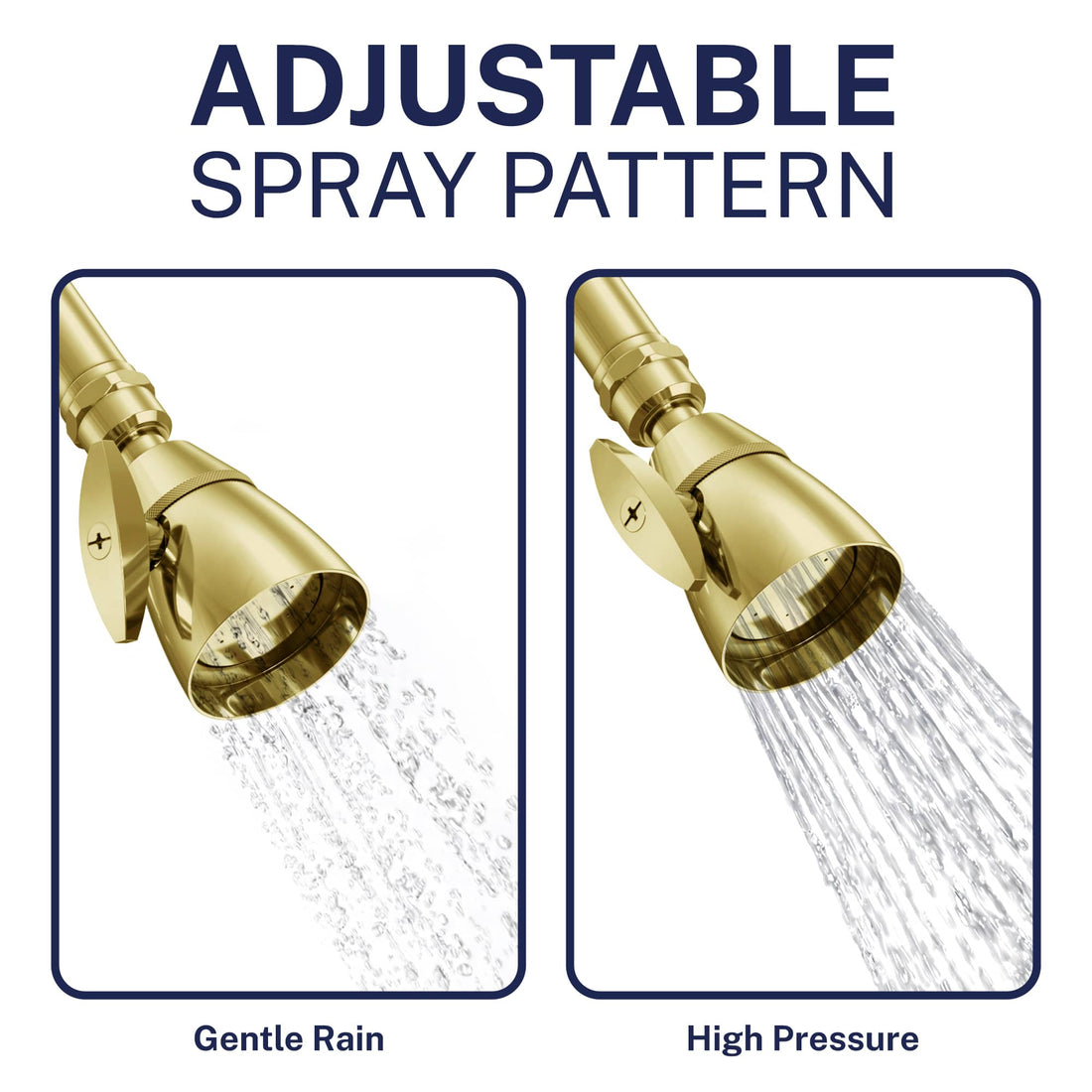 Spray Pattern All Metal 2-Inch Shower Head Set - Complete Shower System with Valve and Trim Polished Brass / 2.5 GPM Polished Brass / 1.75 GPM - The Shower Head Store