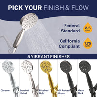Finish and Flow All Metal 3-Spray Handheld Shower Head, Handshower Only Brushed Nickel / 2.5 GPM Brushed Nickel / 1.75 GPM - The Shower Head Store
