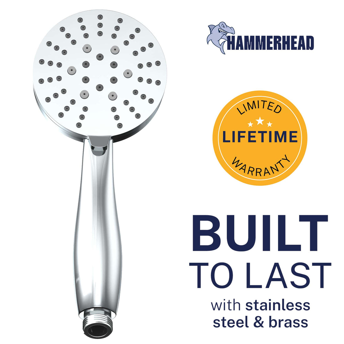 Built to Last 3-Spray Low Flow Handheld Shower Head, Handshower Only Chrome / 2.5 GPM Chrome / 1.75 GPM - The Shower Head Store