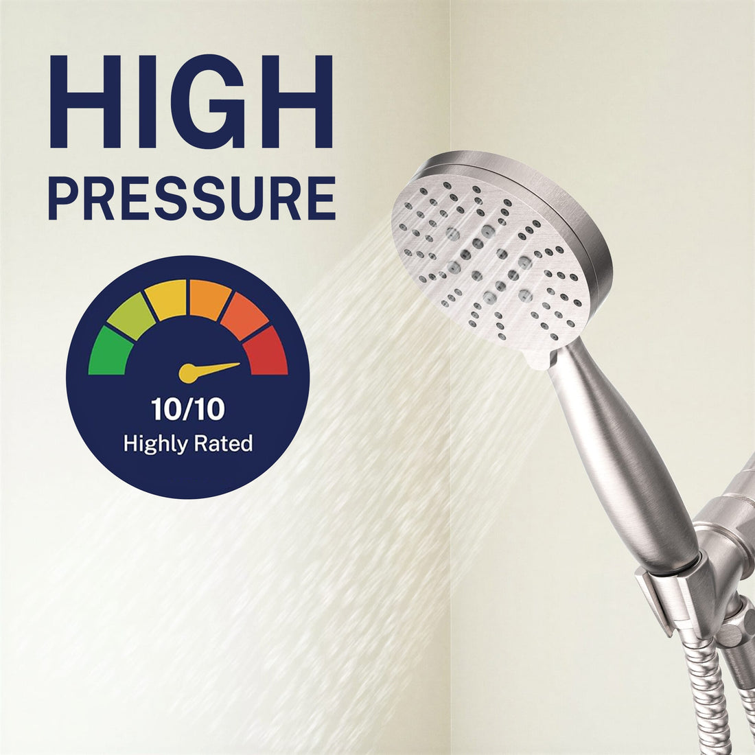 High Pressure All Metal 3-Spray Handheld Shower Head, Handshower Only Brushed Nickel / 2.5 GPM Brushed Nickel / 1.75 GPM - The Shower Head Store