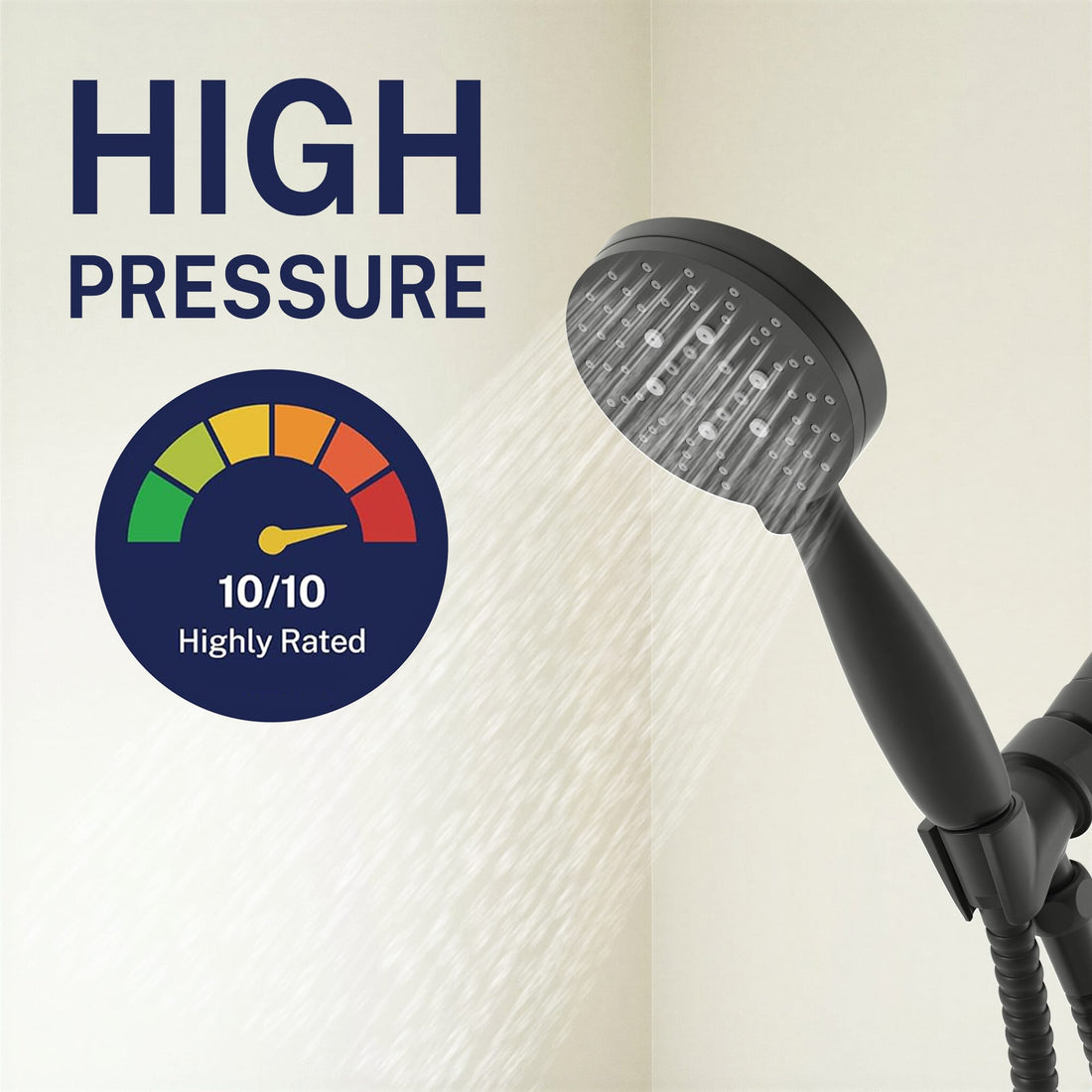 High Pressure All Metal 3-Spray Handheld Shower Head, Handshower Only Matte Black / 2.5 GPM Matte Black / 1.75 GPM - The Shower Head Store