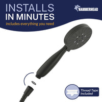 Installation All Metal 3-Spray Handheld Shower Head, Handshower Only Matte Black / 2.5 GPM Matte Black / 1.75 GPM - The Shower Head Store
