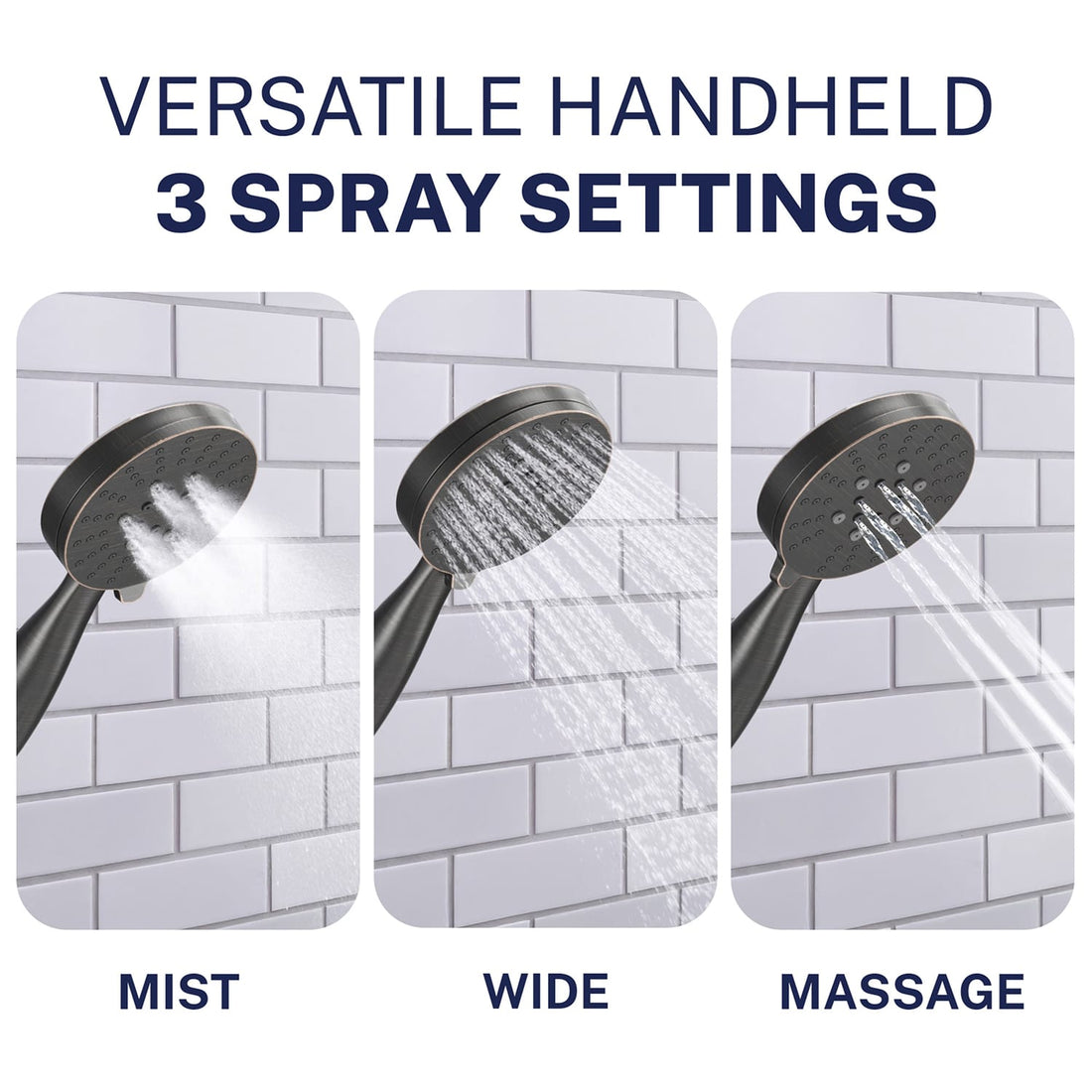 Spray Settings 3-Spray Dual with Adjustable Arm Oil Rubbed Bronze / 2.5 GPM - The Shower Head Store