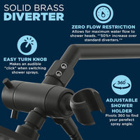 Diverter 3-Spray Dual with Adjustable Arm Matte Black / 2.5 - The Shower Head Store