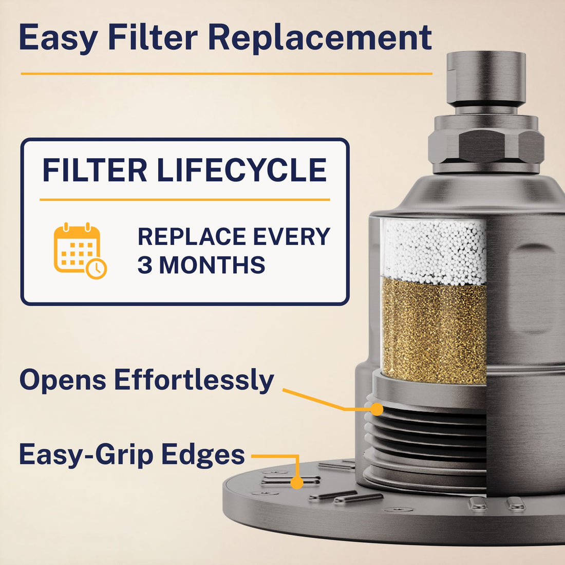 Easy Replacement Gillian — The METAL Filtered Shower Head HammerHead Gray / 2.5 GPM HammerHead Gray / 1.75 GPM - The Shower Head Store