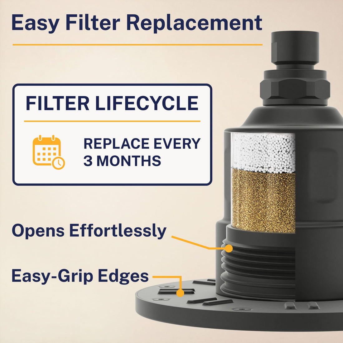 Easy Replacement Gillian — The METAL Filtered Shower Head Matte Black / 2.5 GPM Matte Black / 1.75 GPM - The Shower Head Store