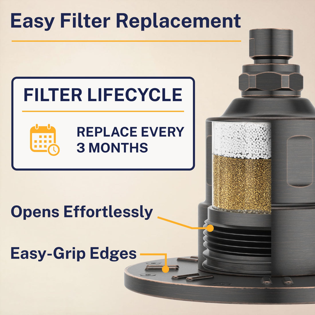 Easy Replacement Gillian — The METAL Filtered Shower Head Oil Rubbed Bronze / 2.5 GPM Oil Rubbed Bronze / 1.75 GPM - The Shower Head Store