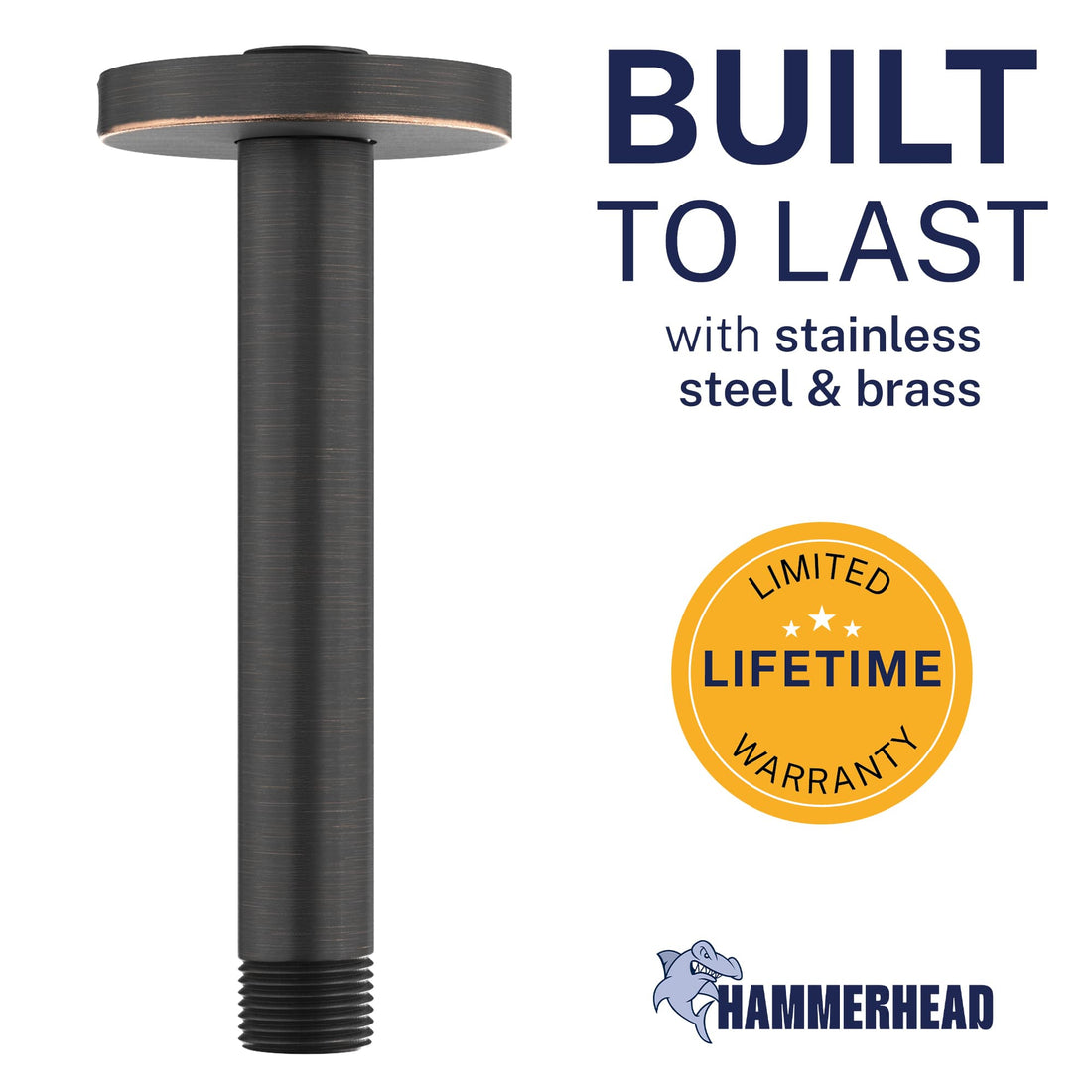 Built to Last Straight Shower Arm Oil Rubbed Bronze / 6 Inch - The Shower Head Store