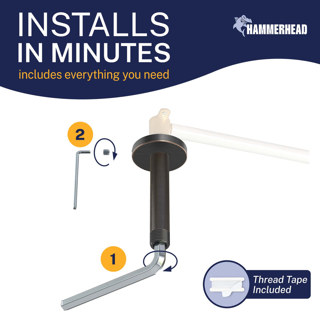 Installation Straight Shower Arm Oil Rubbed Bronze / 6 Inch - The Shower Head Store