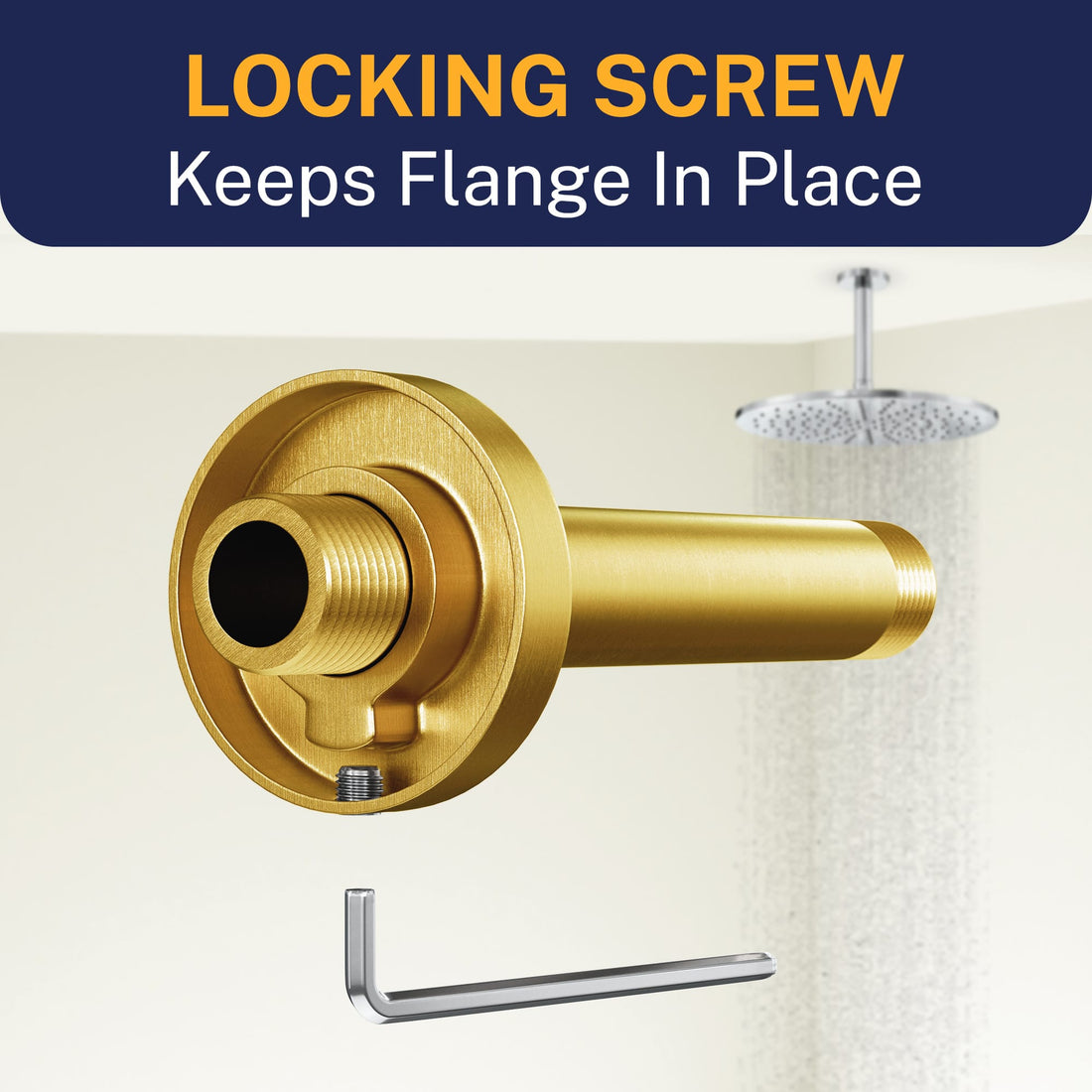 Locking Screw Straight Shower Arm Brushed Gold / 6 Inch - The Shower Head Store