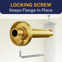 Locking Screw Straight Shower Arm Brushed Gold / 6 Inch - The Shower Head Store