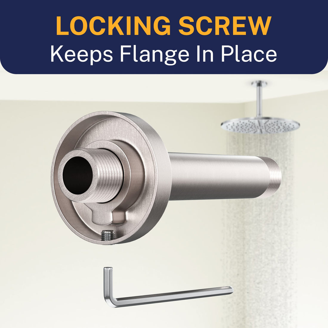 Locking Screw Straight Shower Arm Brushed Nickel / 6 Inch - The Shower Head Store