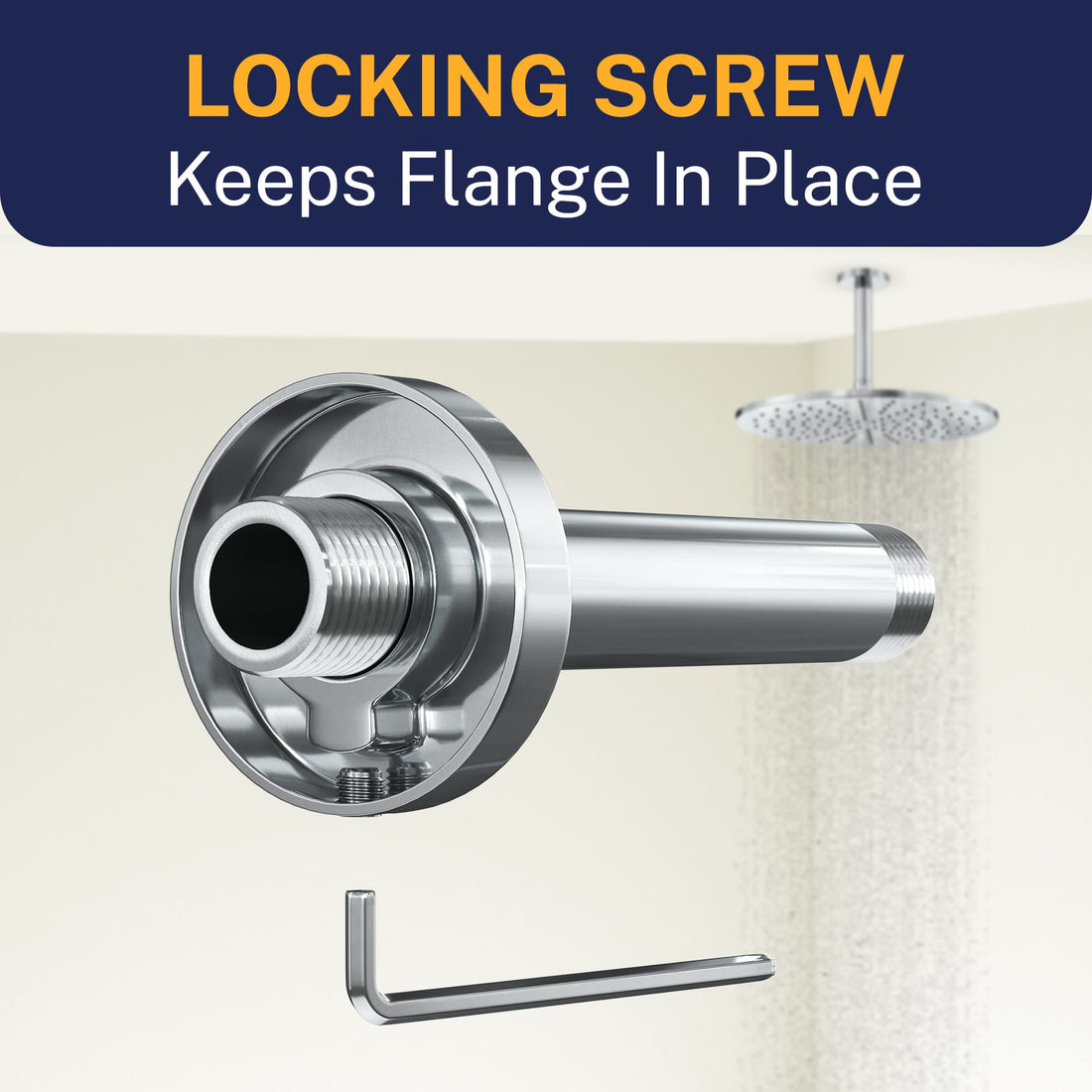 Locking Screw Straight Shower Arm Chrome / 6 Inch - The Shower Head Store