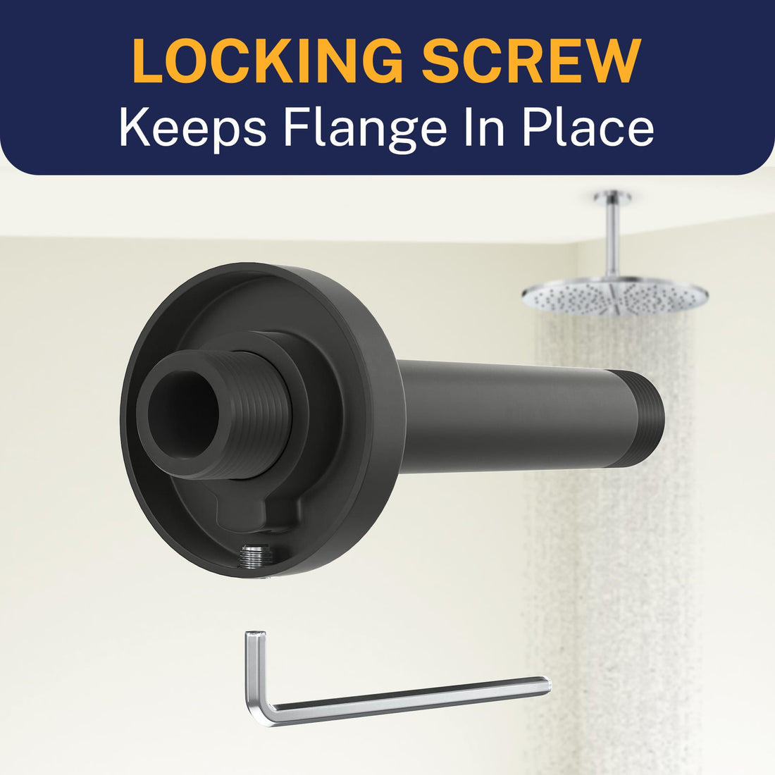 Locking Screw Straight Shower Arm Matte Black / 6 Inch - The Shower Head Store