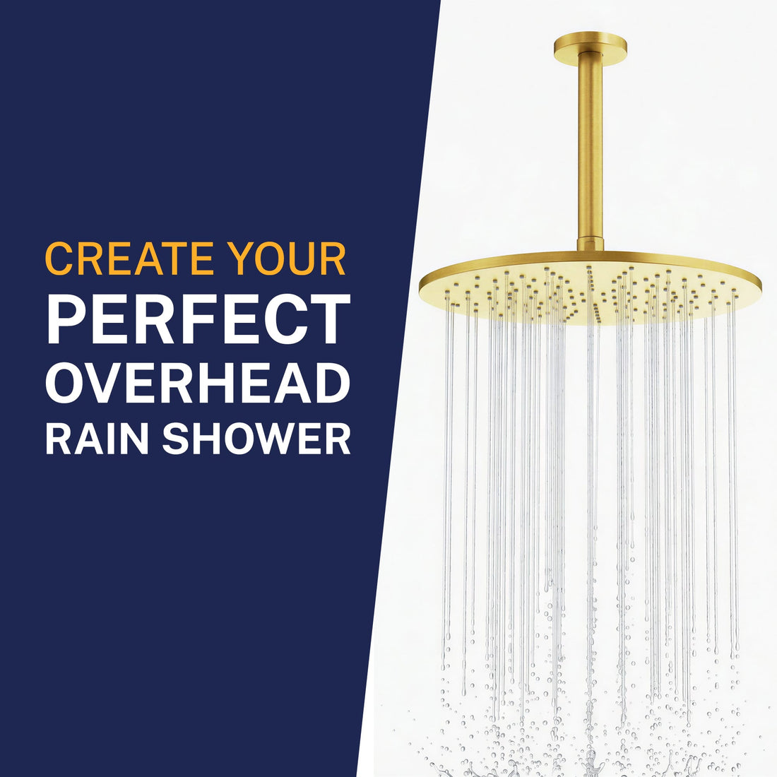 Perfect Overhead Shower Straight Shower Arm Brushed Gold / 6 Inch - The Shower Head Store