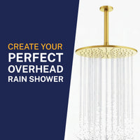 Perfect Overhead Shower Straight Shower Arm Brushed Gold / 6 Inch - The Shower Head Store