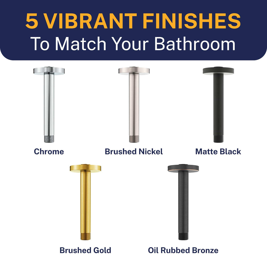 Finish Straight Shower Arm Chrome / 6 Inch - The Shower Head Store