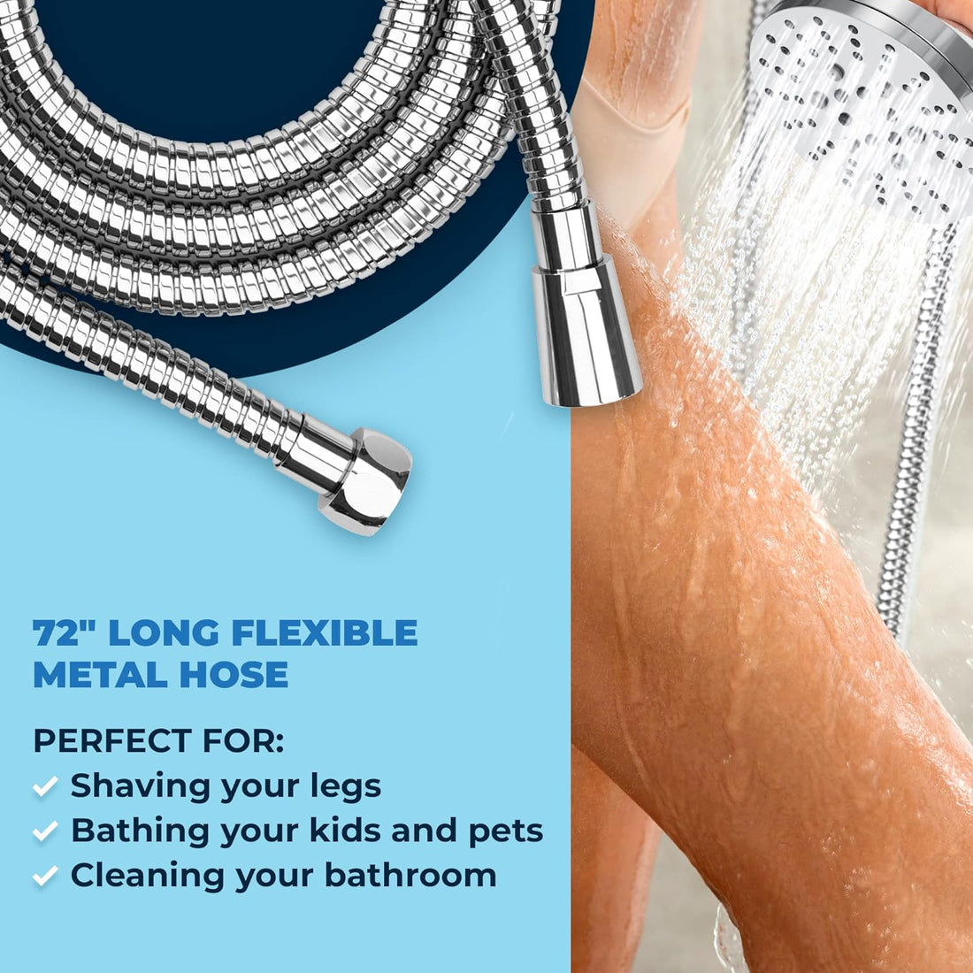 Long Flexible Hose 1-Spray Dual with Adjustable Arm Chrome / 2.5 - The Shower Head Store