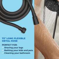 Long Flexible Hose 1-Spray Dual with Adjustable Arm Matte Black / 2.5 - The Shower Head Store
