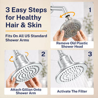 Easy Steps Gillian — The METAL Filtered Shower Head Chrome / 2.5 GPM Chrome / 1.75 GPM - The Shower Head Store