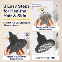 Easy Steps Gillian — The METAL Filtered Shower Head Matte Black / 2.5 GPM Matte Black / 1.75 GPM - The Shower Head Store