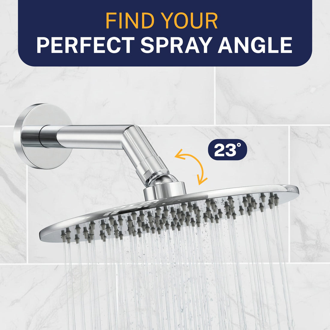 Adjustable Angle Metal 8 Inch Rain Shower Head Rainfall Showerhead Chrome / 2.5 GPM Chrome / 1.75 GPM - The Shower Head Store