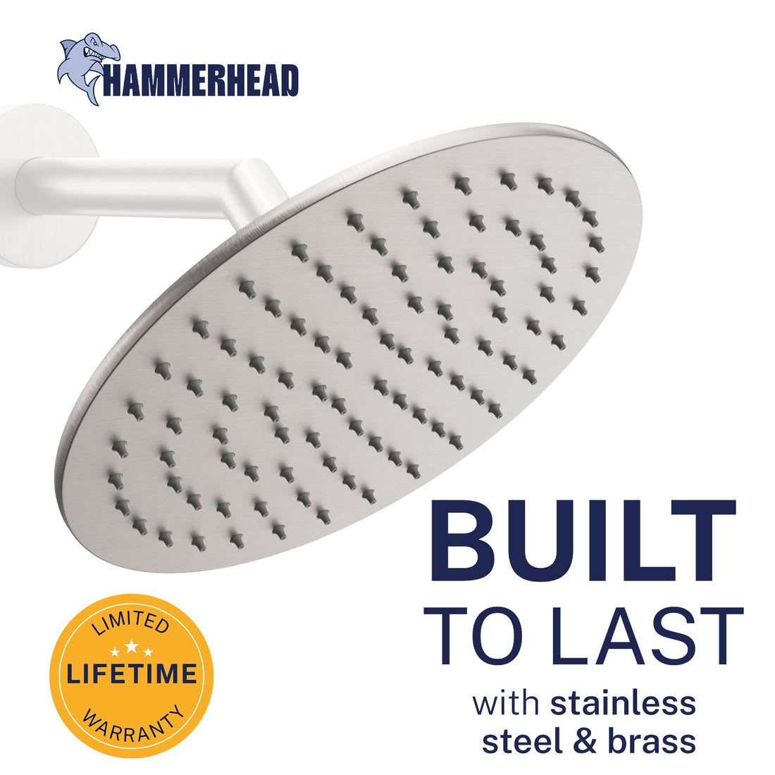 Built to Last Metal 8 Inch Rain Shower Head Rainfall Showerhead Brushed Nickel / 2.5 GPM Brushed Nickel / 1.75 GPM - The Shower Head Store