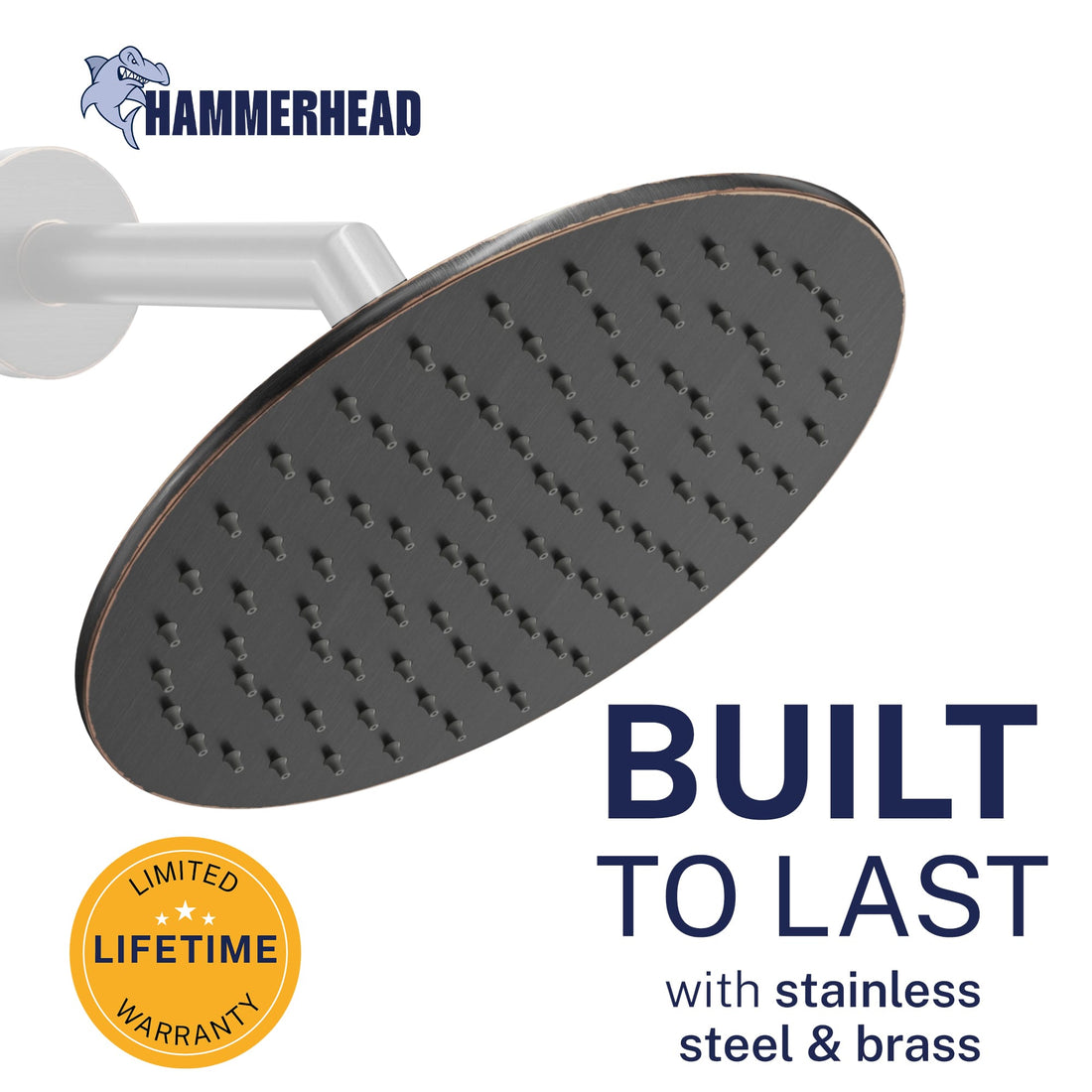 Built to Last Metal 8 Inch Rain Shower Head Rainfall Showerhead Oil Rubbed Bronze / 2.5 GPM Oil Rubbed Bronze / 1.75 GPM - The Shower Head Store