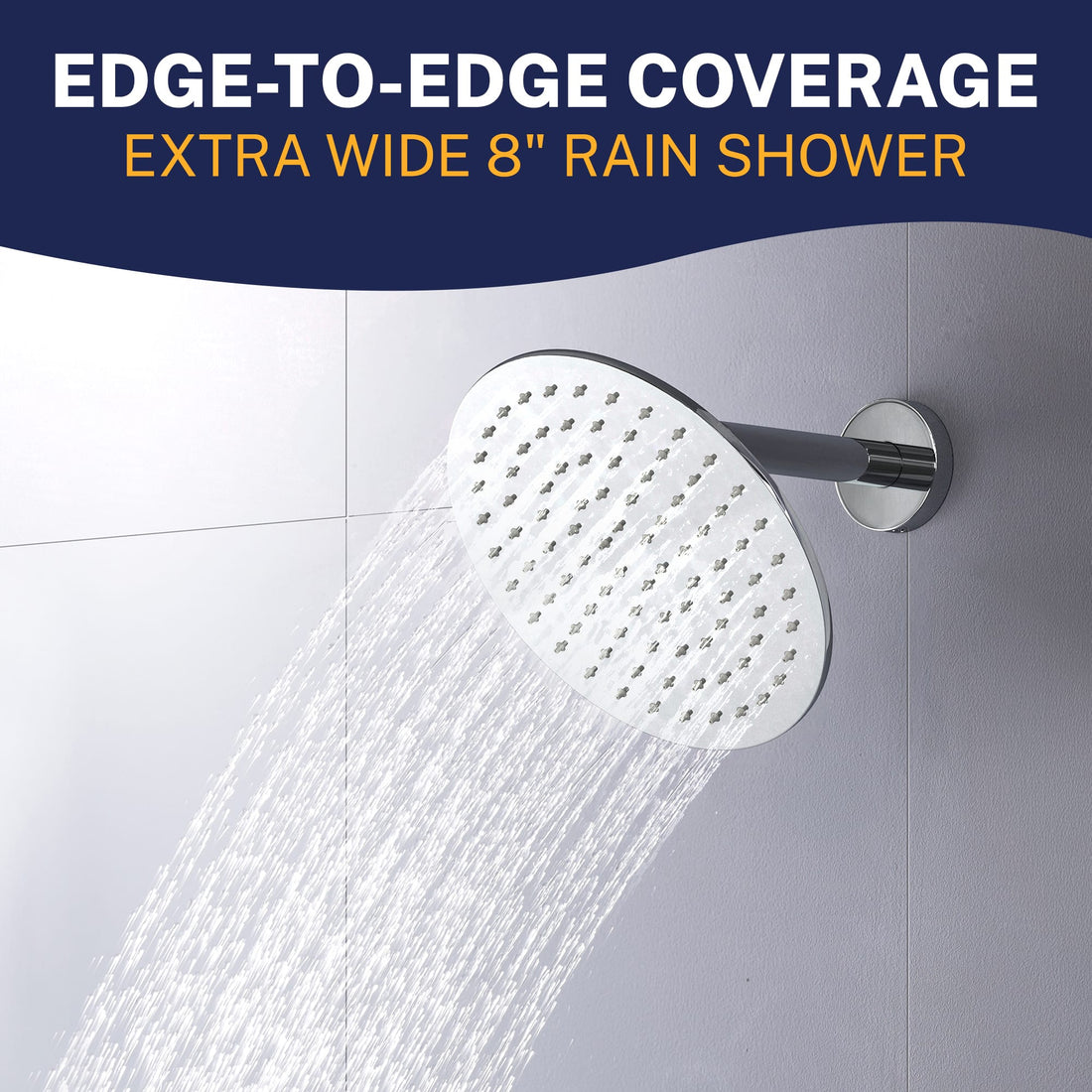 Extra Wide Metal 8 Inch Rain Shower Head Rainfall Showerhead Chrome / 2.5 GPM Chrome / 1.75 GPM - The Shower Head Store