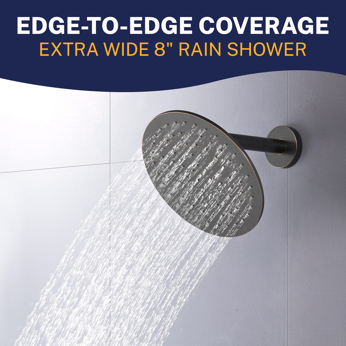 Extra Wide Metal 8 Inch Rain Shower Head Rainfall Showerhead Oil Rubbed Bronze / 2.5 GPM Oil Rubbed Bronze / 1.75 GPM - The Shower Head Store