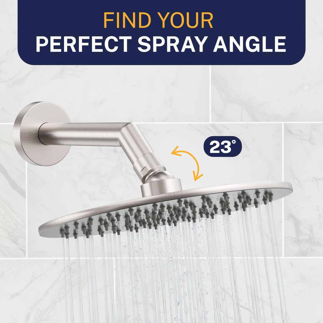 Adjustable Angle Metal 8 Inch Rain Shower Head Rainfall Showerhead Brushed Nickel / 2.5 GPM Brushed Nickel / 1.75 GPM - The Shower Head Store