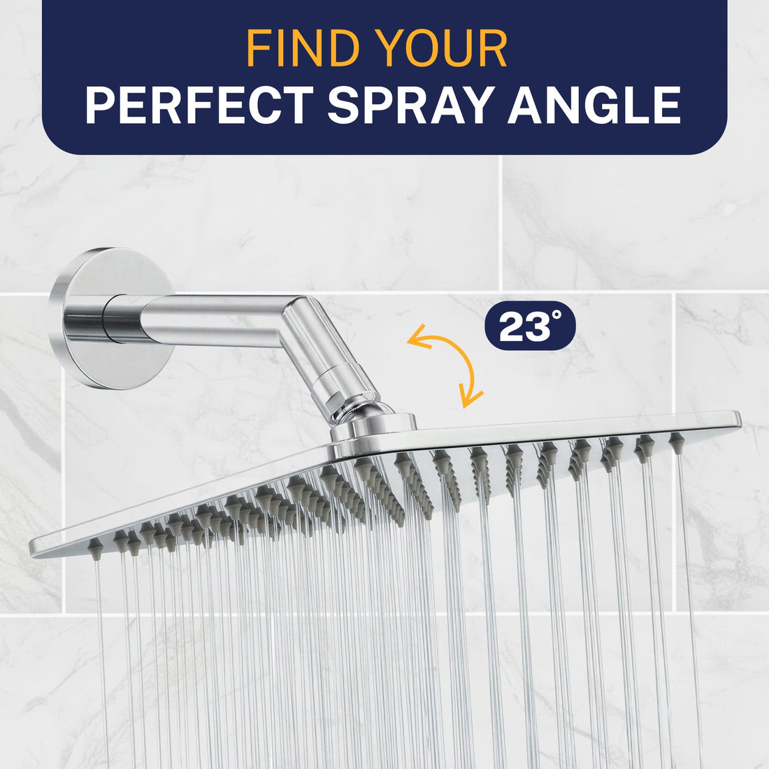 Perfect Spray Angle Square Rain Shower Head Chrome / 2.5 - The Shower Head Store