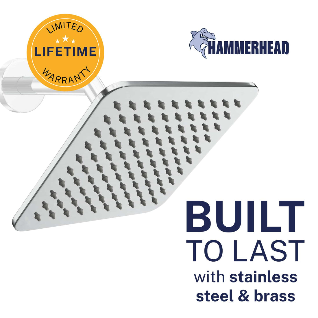 Built to Last Square Rain Shower Head Chrome / 2.5 - The Shower Head Store