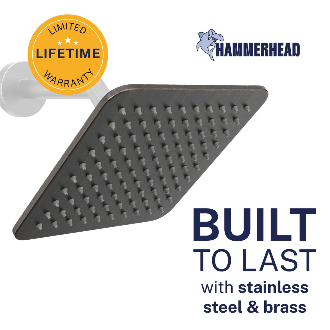 Built to Last Square Rain Shower Head Oil Rubbed Bronze  / 2.5 - The Shower Head Store