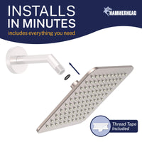 Easy Install Square Rain Shower Head Brushed Nickel  / 2.5 - The Shower Head Store