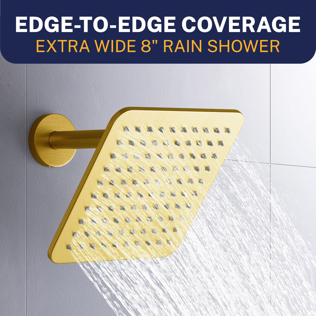 Wide Coverage Square Rain Shower Head Brushed Gold  / 2.5 - The Shower Head Store