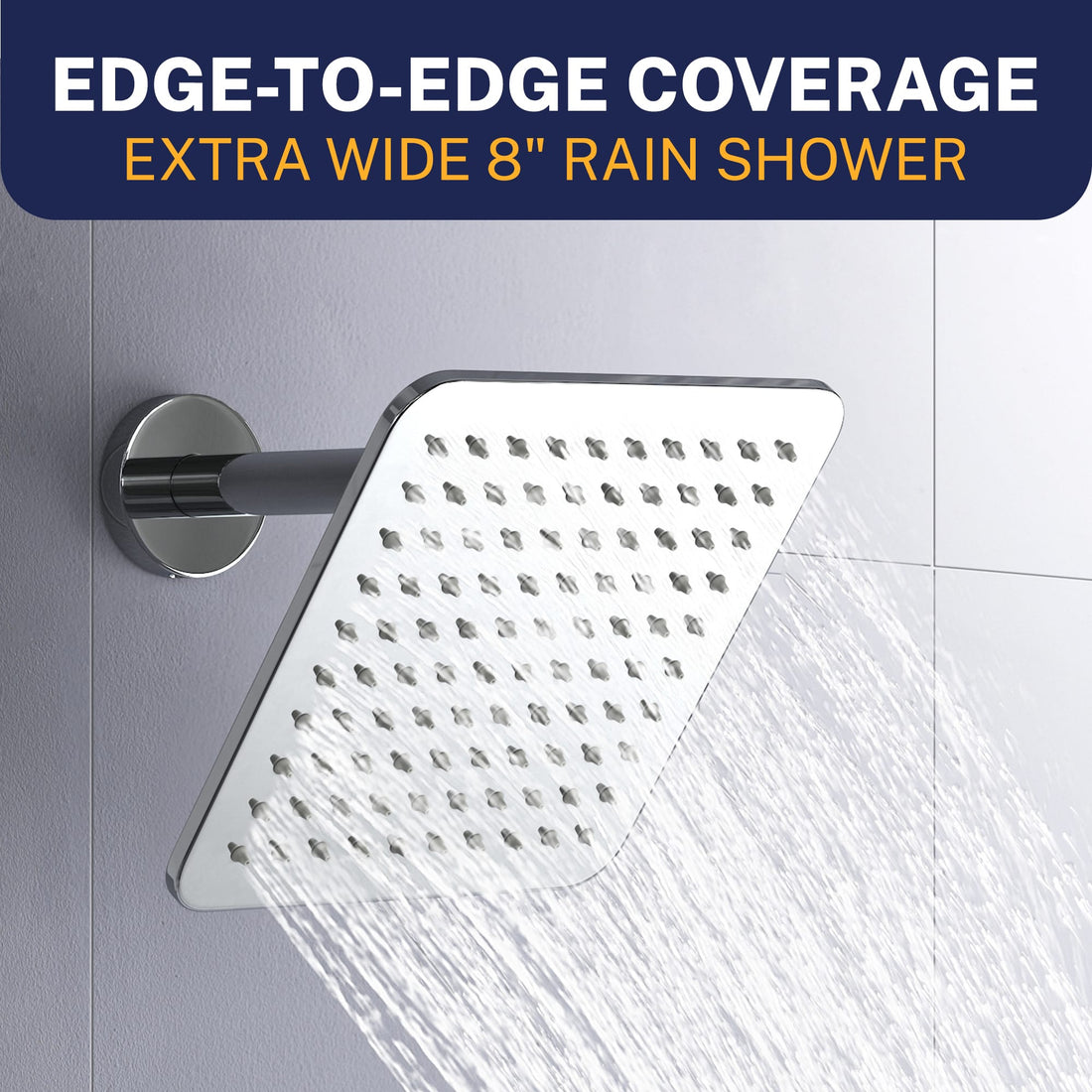Extra Wide Square Rain Shower Head Chrome / 2.5 - The Shower Head Store