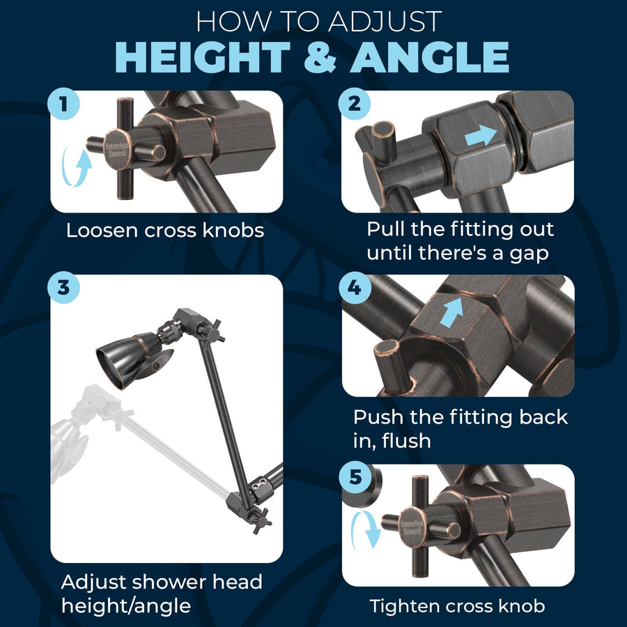 Infographic 2-Inch High Pressure Shower Head with Adjustable Shower Arm Oil Rubbed Bronze / 2.5 - The Shower Head Store