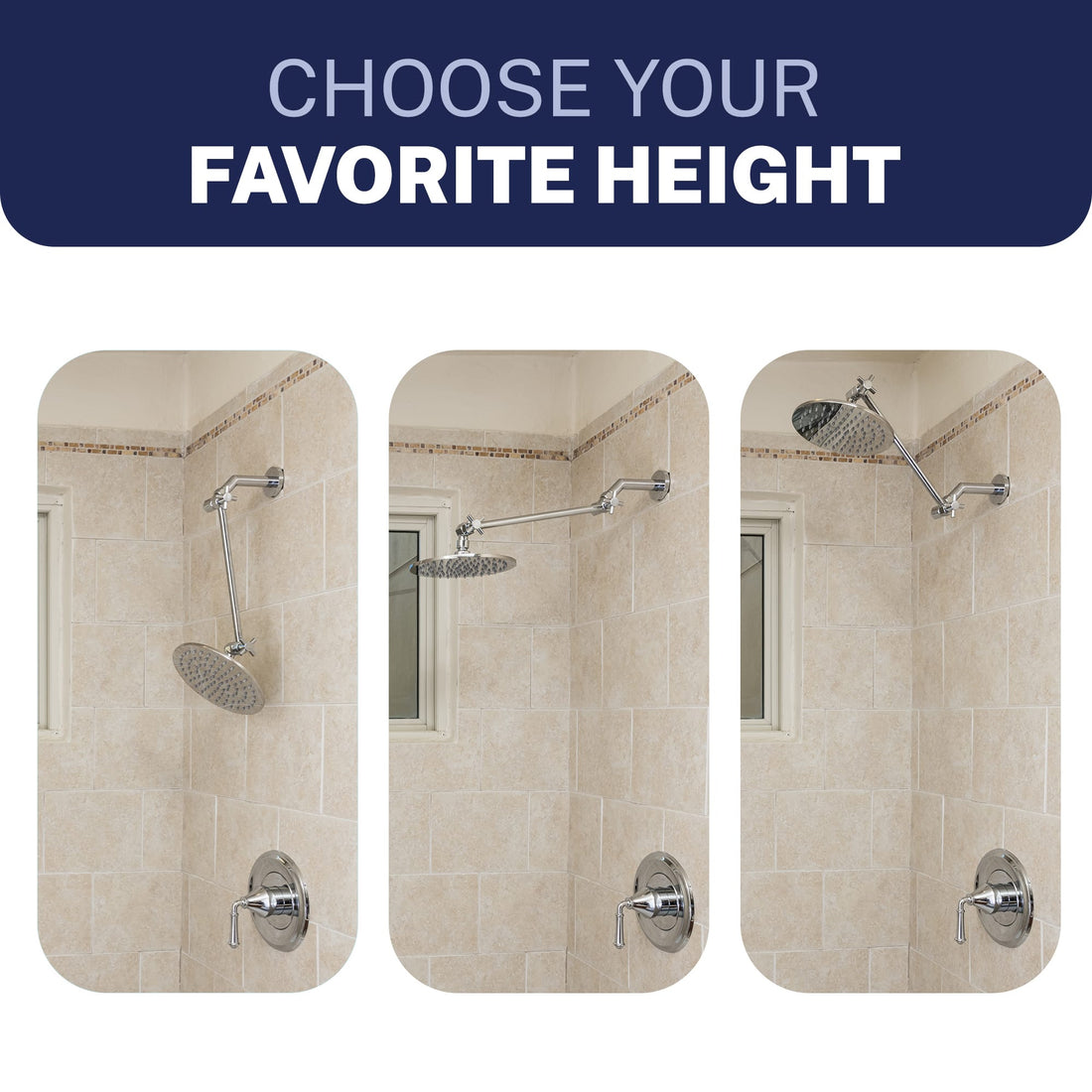 Choose Your Height 12 Inch Adjustable Shower Arm Extension V3 12 Inch / Matte Black - The Shower Head Store