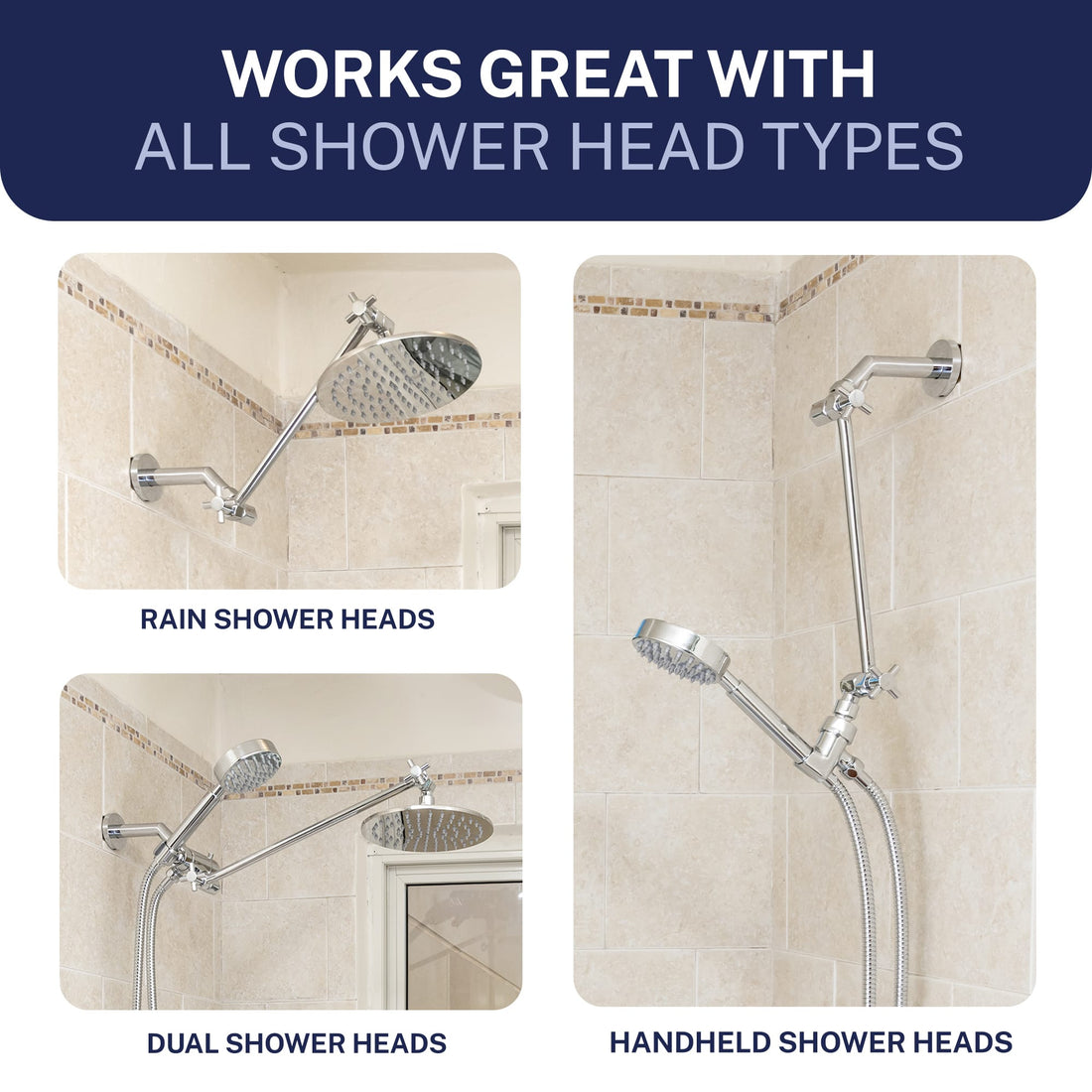 Compatibility 12 Inch Adjustable Shower Arm Extension V3 12 Inch / Matte Black - The Shower Head Store