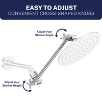 Easy to Adjust 12 Inch Adjustable Shower Arm Extension Pipe Raise or Lower Shower Head Height High Quality Metal Construction Chrome 12 Inch / Chrome - The Shower Head Store