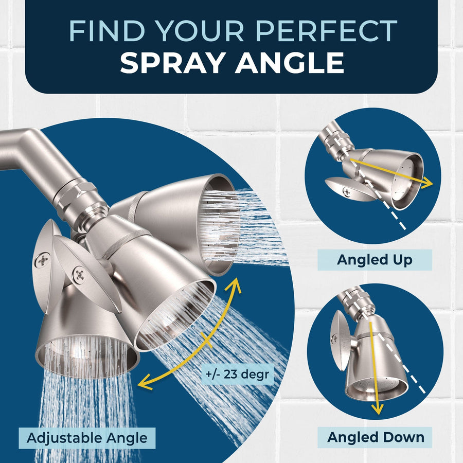 Adjustable Angle HammerHead Showers 2 Inch Metal Shower Head Competitor Comsparison Brushed Nickel / 1.75 - The Shower Head Store