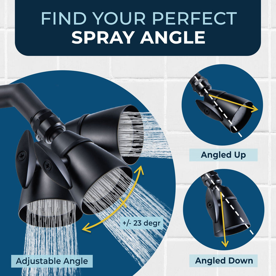 Adjustable Angle HammerHead Showers 2 Inch Metal Shower Head Competitor Comsparison Matte Black / 1.75 - The Shower Head Store